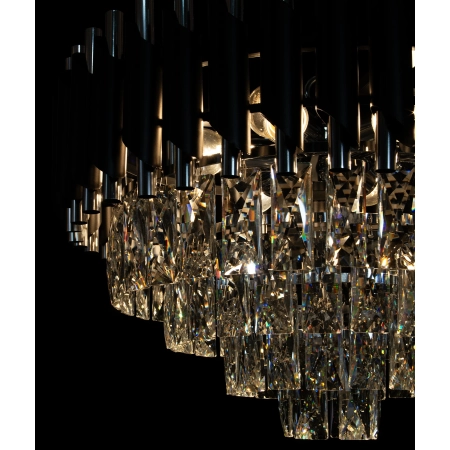 Lampa wisząca chromowo-czarna szklana 50cm 6260/6 8C BL z serii TOLEDO - Lampy Elem